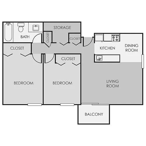 Floor plan Two Bedrooms One Bathroom