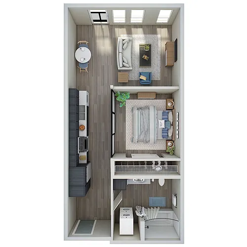 Floor plan Open 1 Bed, 1 Bath - MFTE - C
