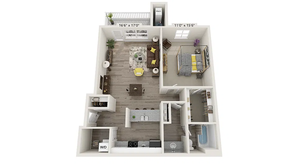 Floor plan South - 1B