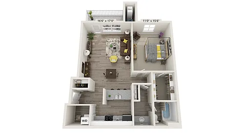 Floor plan South - 1B