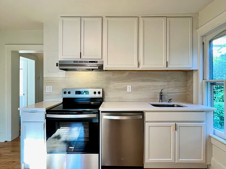 Limestone backsplash