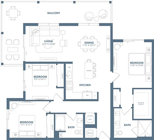 Floor plan 3 Bed/2 Bath-C1