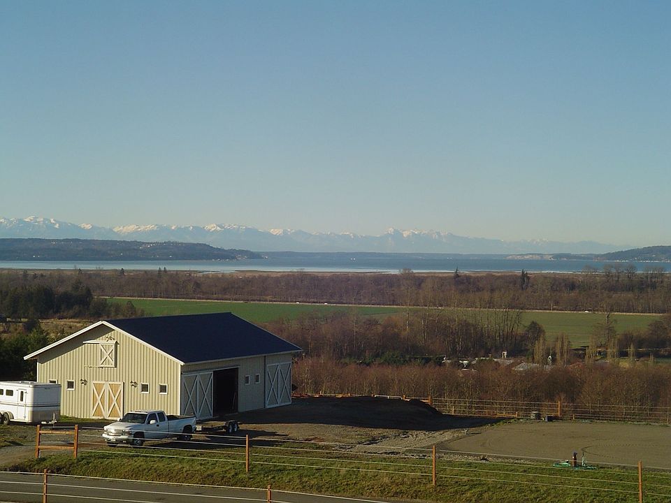 view of the barn from the house