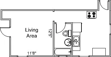 Studio, 1.0 bath, 360 sqft, $1,150 — Photo 3
