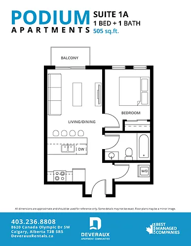 Floor plan 1 Bedroom, 1 Bathroom