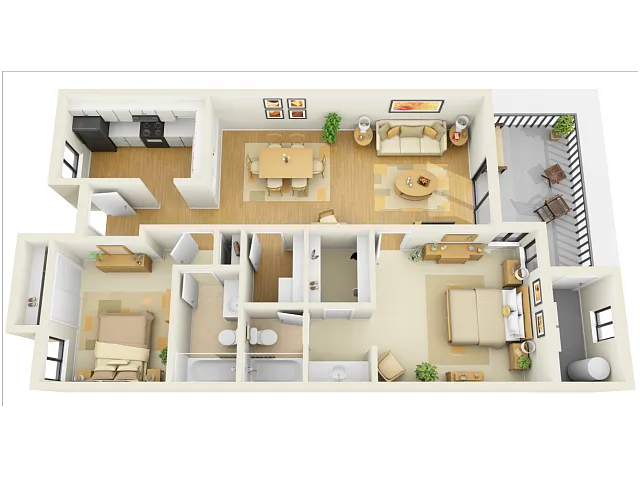 Floor plan 2x2B