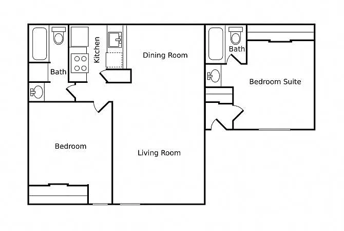 Floor plan 2 Bedroom 2 Bath Market