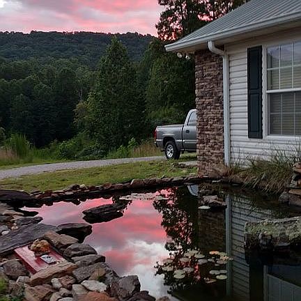 Beautiful Sunset in Koi Pond