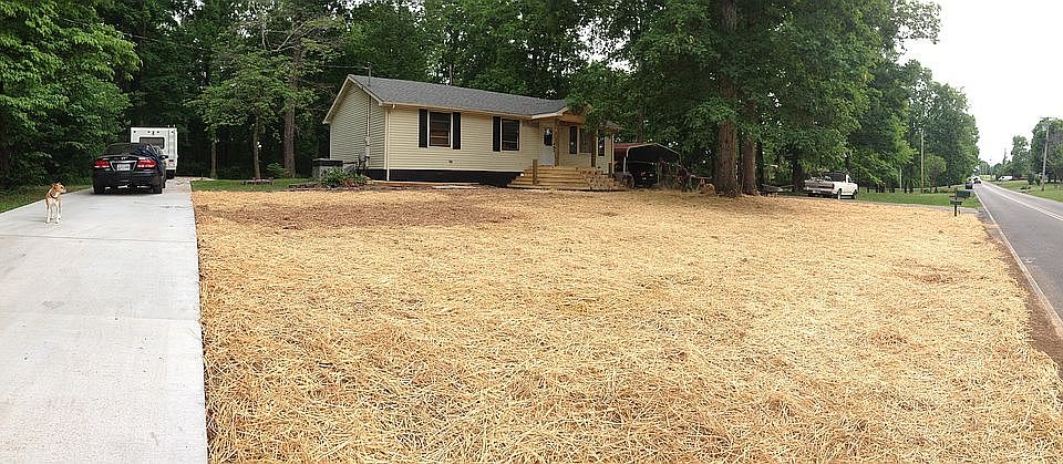 new porch, lawn seeded