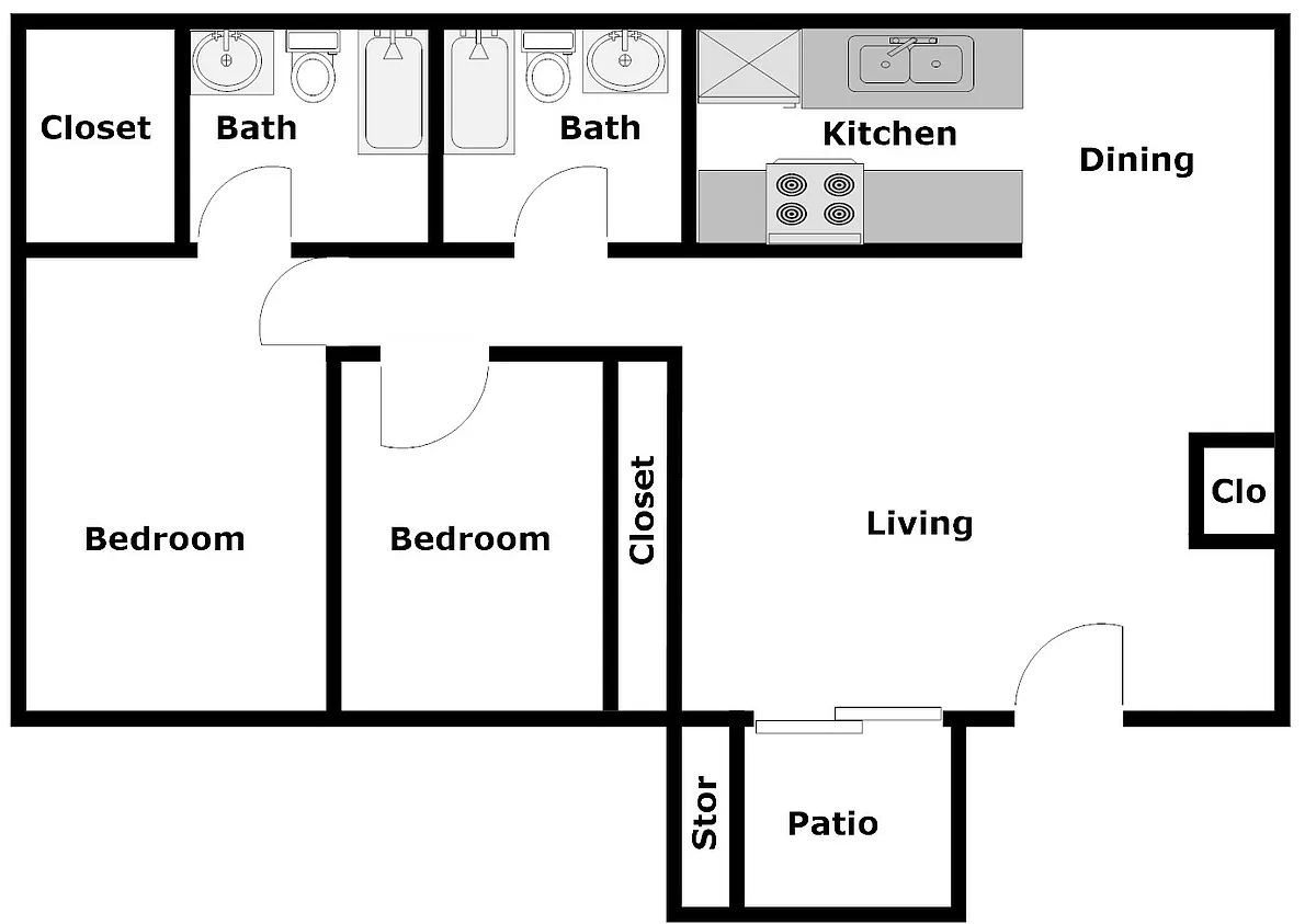 Floor plan 2 Bedroom/2 Bathroom