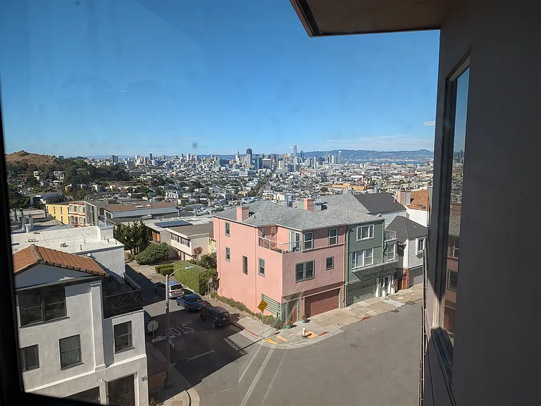 view of downtown from living room
