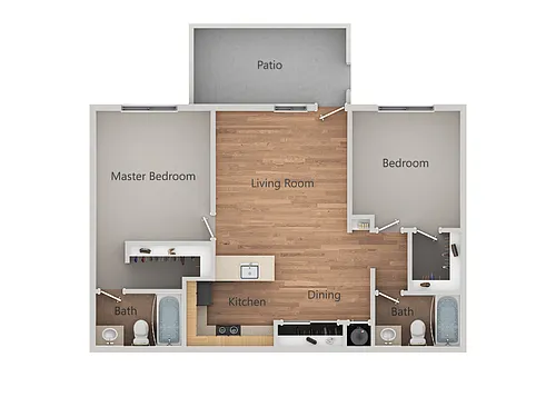 Floor plan 2 Bedroom 2 Bath