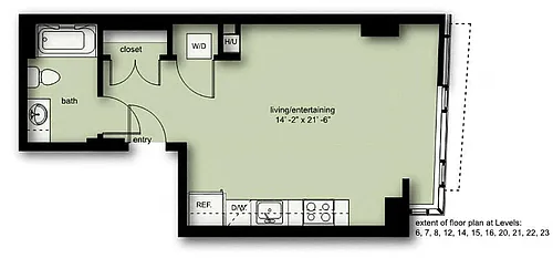 Floor plan Wave Studio 1 Bath Penthouse AP5