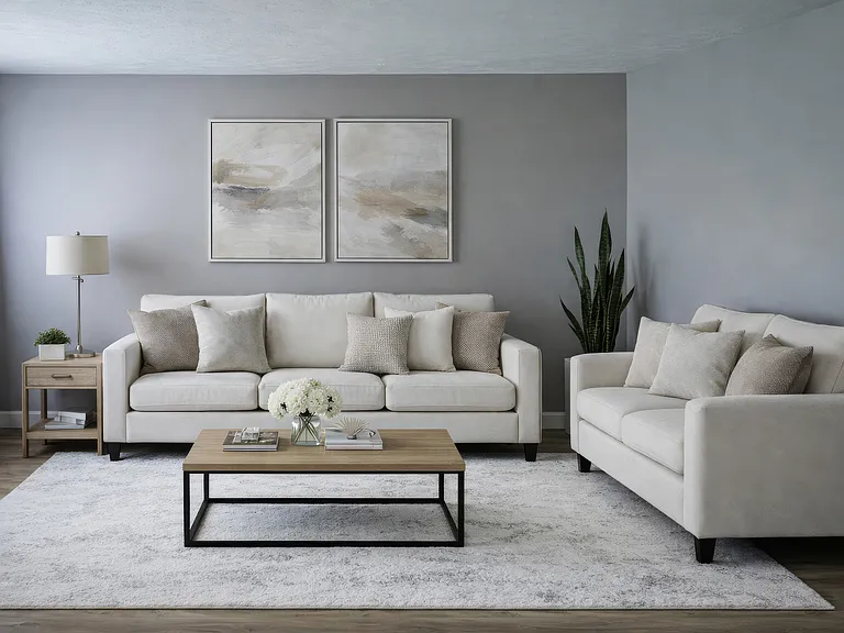Ideas to decorate, furniture and decor accents not included. Cable hookup on opposite wall. Perfect for a large screen TV.