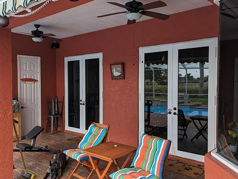 Ceiling fans, lighting and power outlets are located here as well.