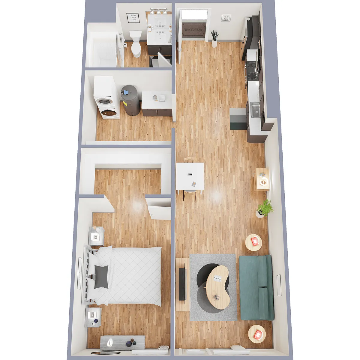 Floor plan 1 Bed 1 Bath F