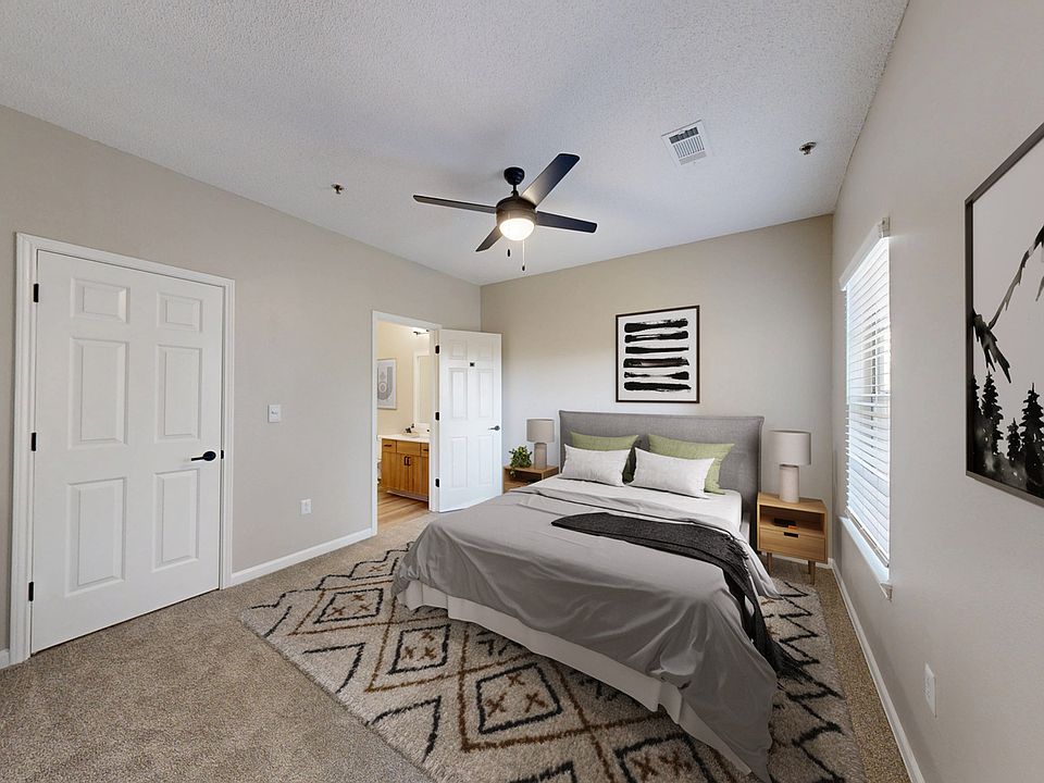 Cozy bedroom with ensuite bathroom.