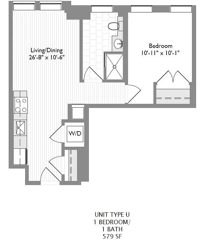 Floor plan 1-Bedroom 1-Bathroom | 579 sqft
