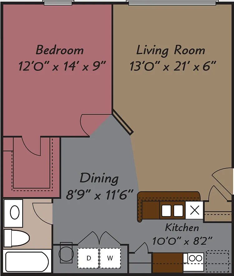 Floor plan 1 Bedroom 1 Bath