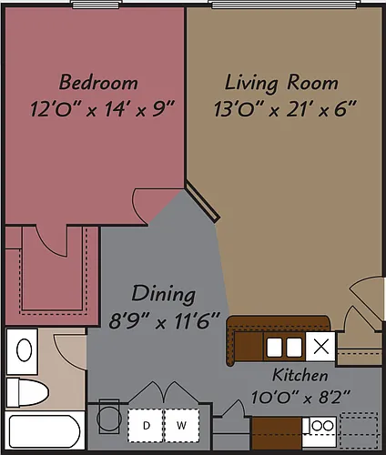 Floor plan 1 Bedroom 1 Bath