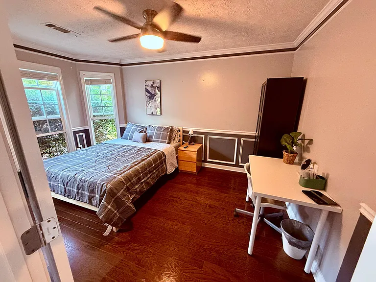 Spacious first-floor bedroom with natural light