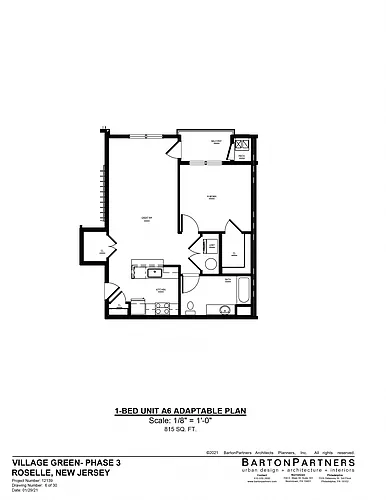 Floor plan 1 Bed/1 Bath-A6 Type A Phase III