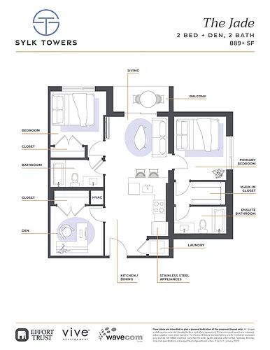 Floor plan The Jade 2 Bed 2 Bath 3