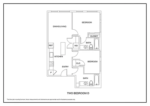 Floor plan Two Bed Two Bath
