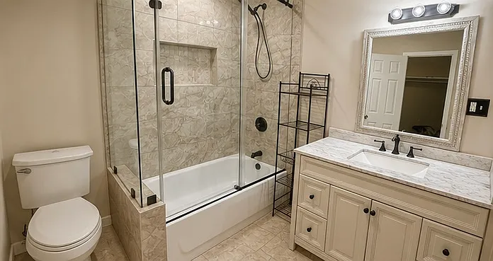 Shared Bathroom for Upstairs and bedroom 1