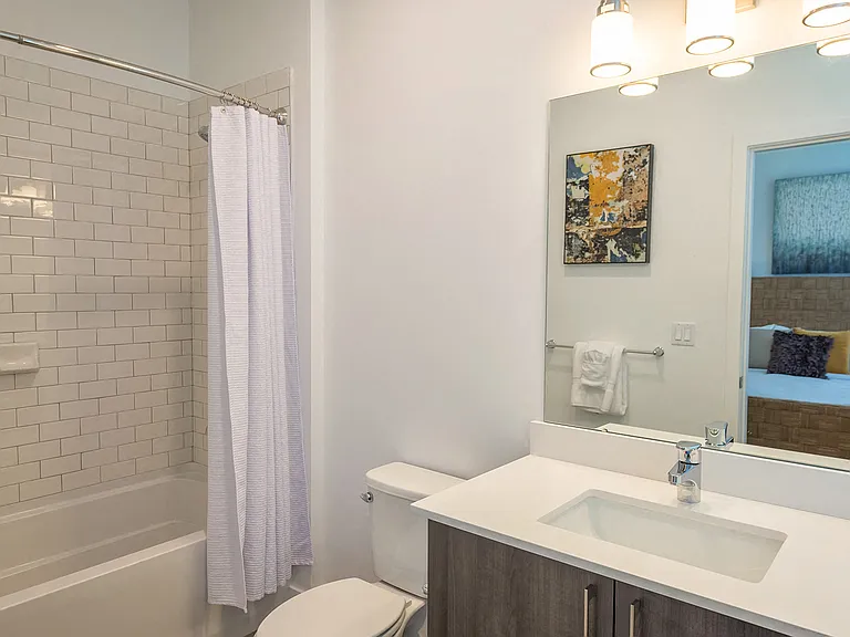 Bathrooms feature modern fixtures