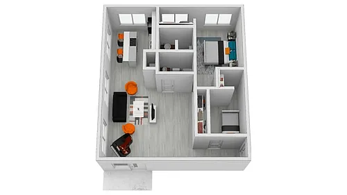 Floor plan 2 Bed, 2 Bath (1470-1472 SF)