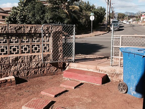 Private gate, sidewalk and street parking from front porch