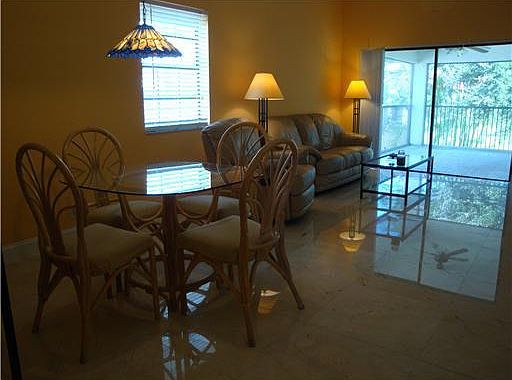 Dining and living, reflection on marble flloors