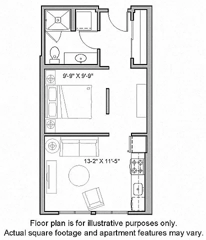Floor plan O4 1 Bed South