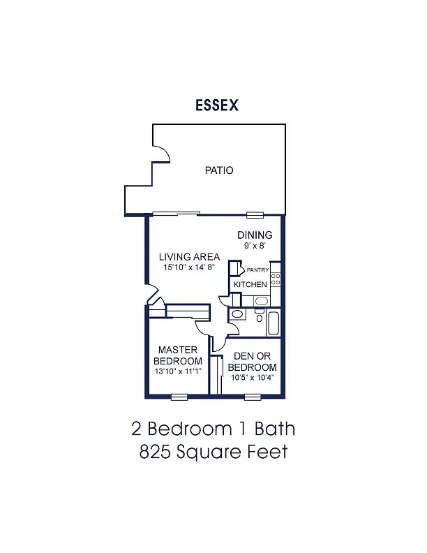 Floor plan 2Bed/1Ba-Up (E)