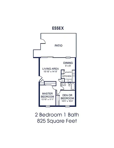 Floor plan 2Bed/1Ba-Up (E)