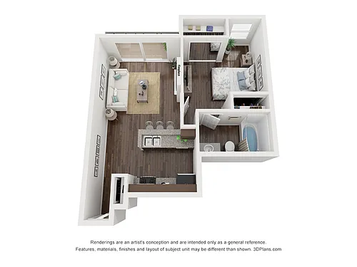 Floor plan One Bedroom B