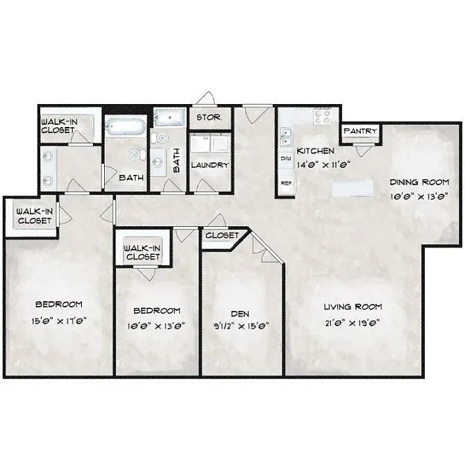 Floor plan Valley Tower - 3 Bed