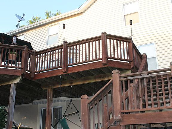 Deck with patio below
