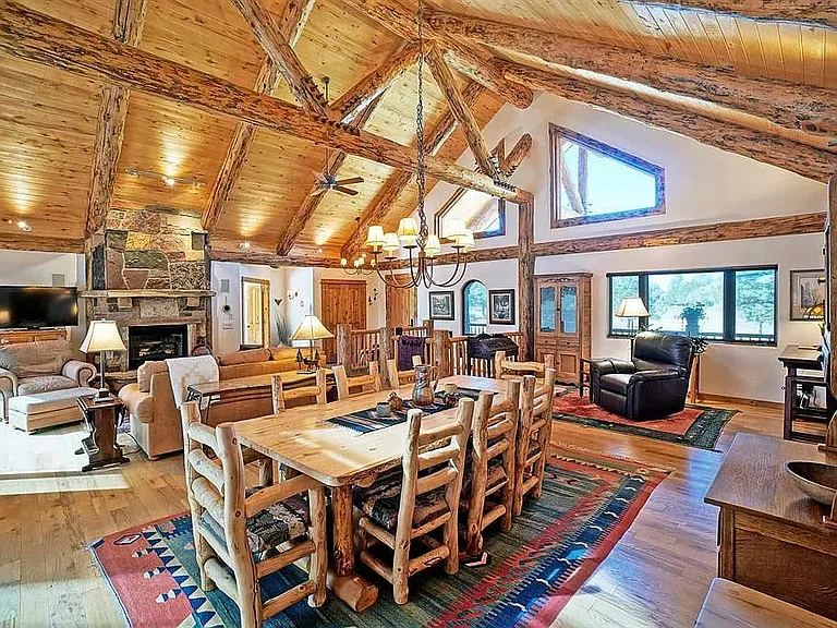 Great room from southeast corner looking to front porch