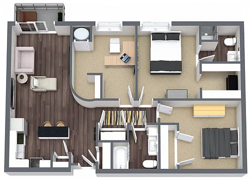 Floor plan C1- 2 bedroom plus den