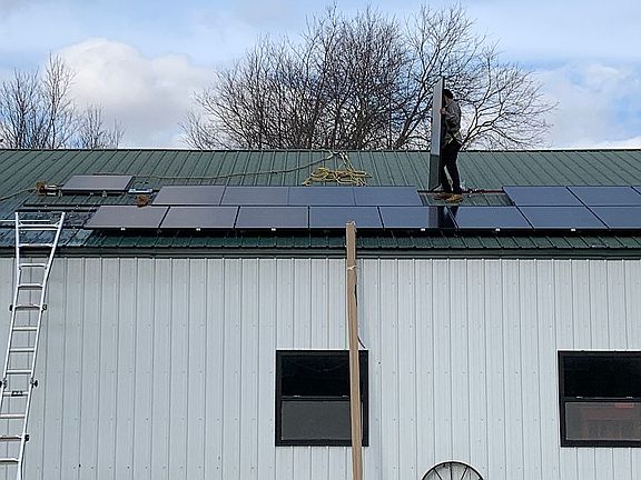 Solar panels on barn
