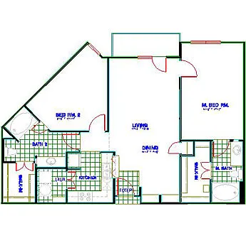 Floor plan Traditional 2x2 946-1279 SF