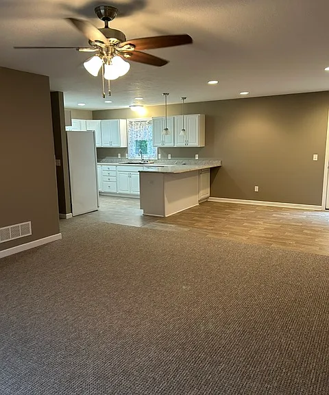 Kitchen, Dining Room and Living Room