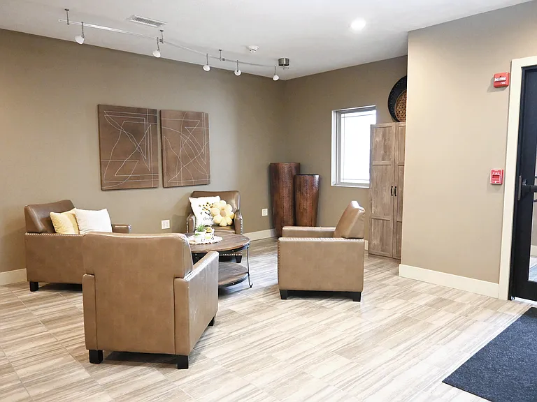 Modern lounge area in the clubhouse at The Sterling.