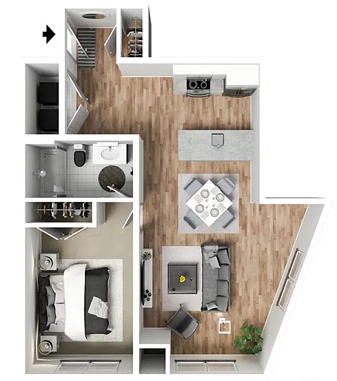 Floor plan Premier 1-Bedroom