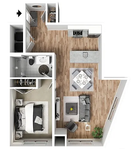 Floor plan Premier 1-Bedroom