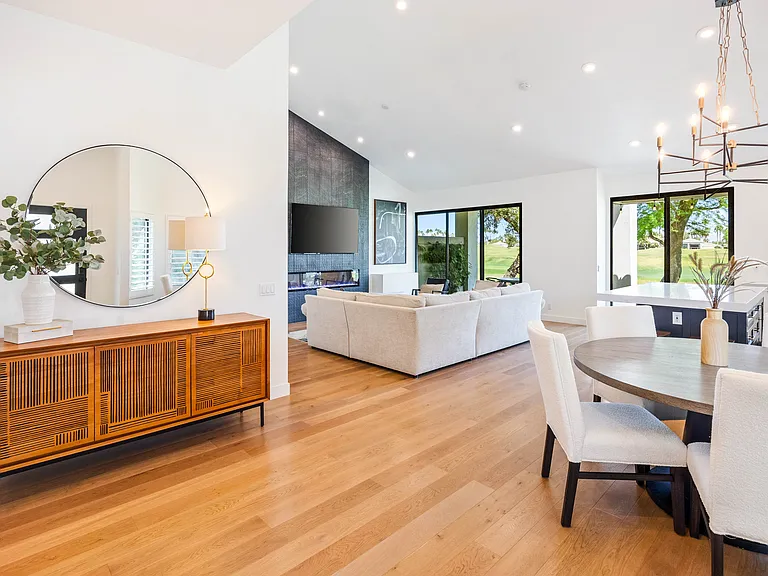 There is a large 48-inch round mirror near the entrance door. It's perfect for last-minute touches before hittin' the town.