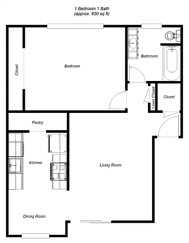 Floor plan 1-Bedroom, 1-Bathroom