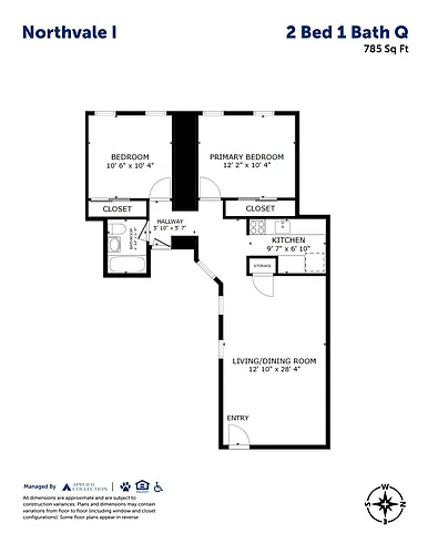 Floor plan 2 Bed 1 Bath Q